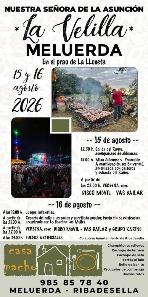 Fiestas de Nuestra Señora de la Asunción La Velilla en Meluerda. Ribadesella