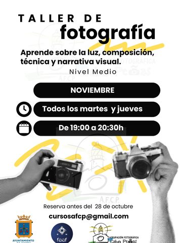Curso de fotografía en el mes de noviembre, impartido por la Agrupación Fotográfica Cabo Peñas