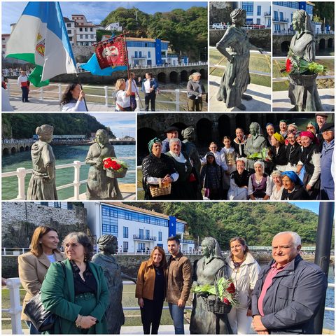 Cudillero rinde homenaje a las pixuetas con dos esculturas de Sara Iglesias
