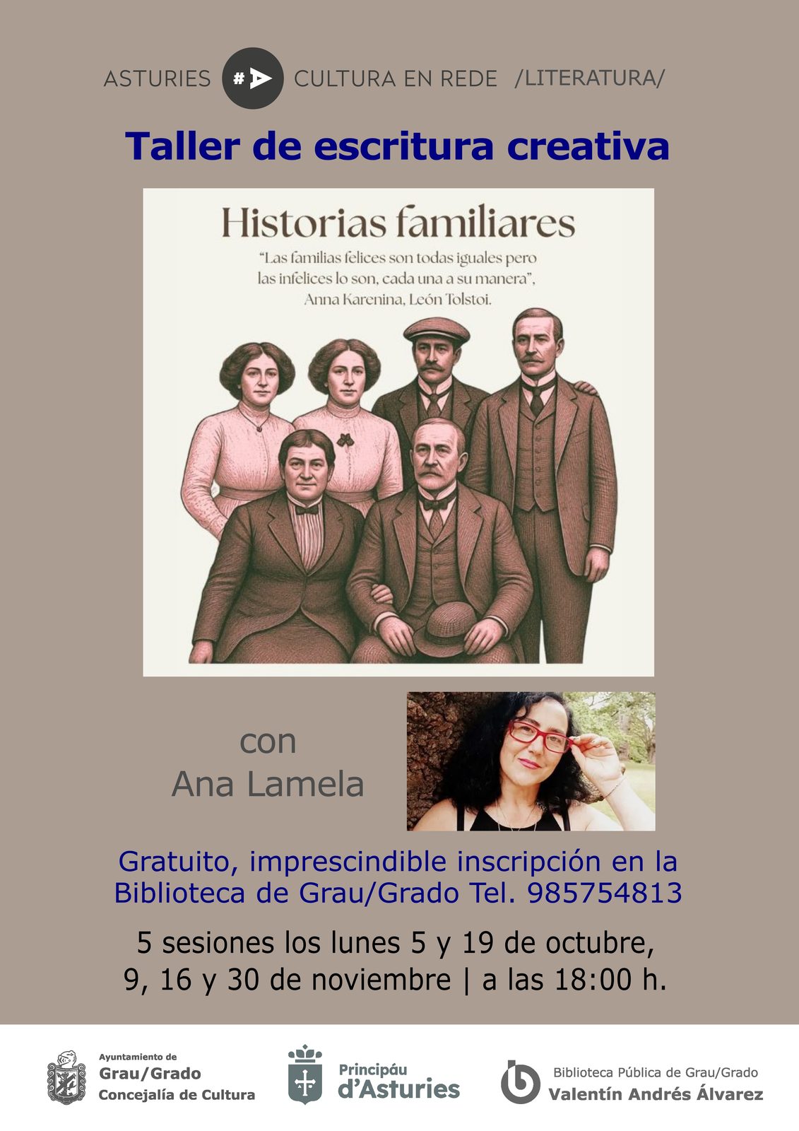 Taller de escritura creativa en la biblioteca de Grado con Ana María Lamela Rey