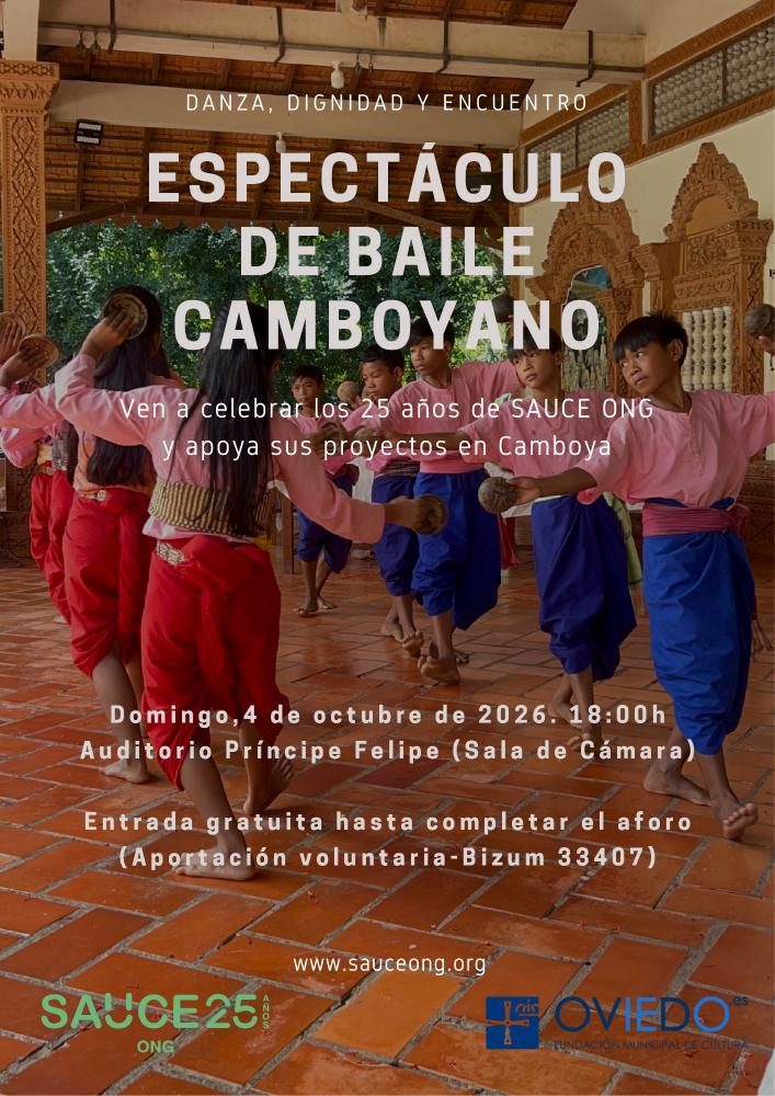 El Auditorio Príncipe Felipe acoge el domingo 4 de octubre un espectáculo benéfico de danza camboyana organizado por la ONG SAUCE, creada por el jesuita asturiano Monseñor Enrique Figaredo