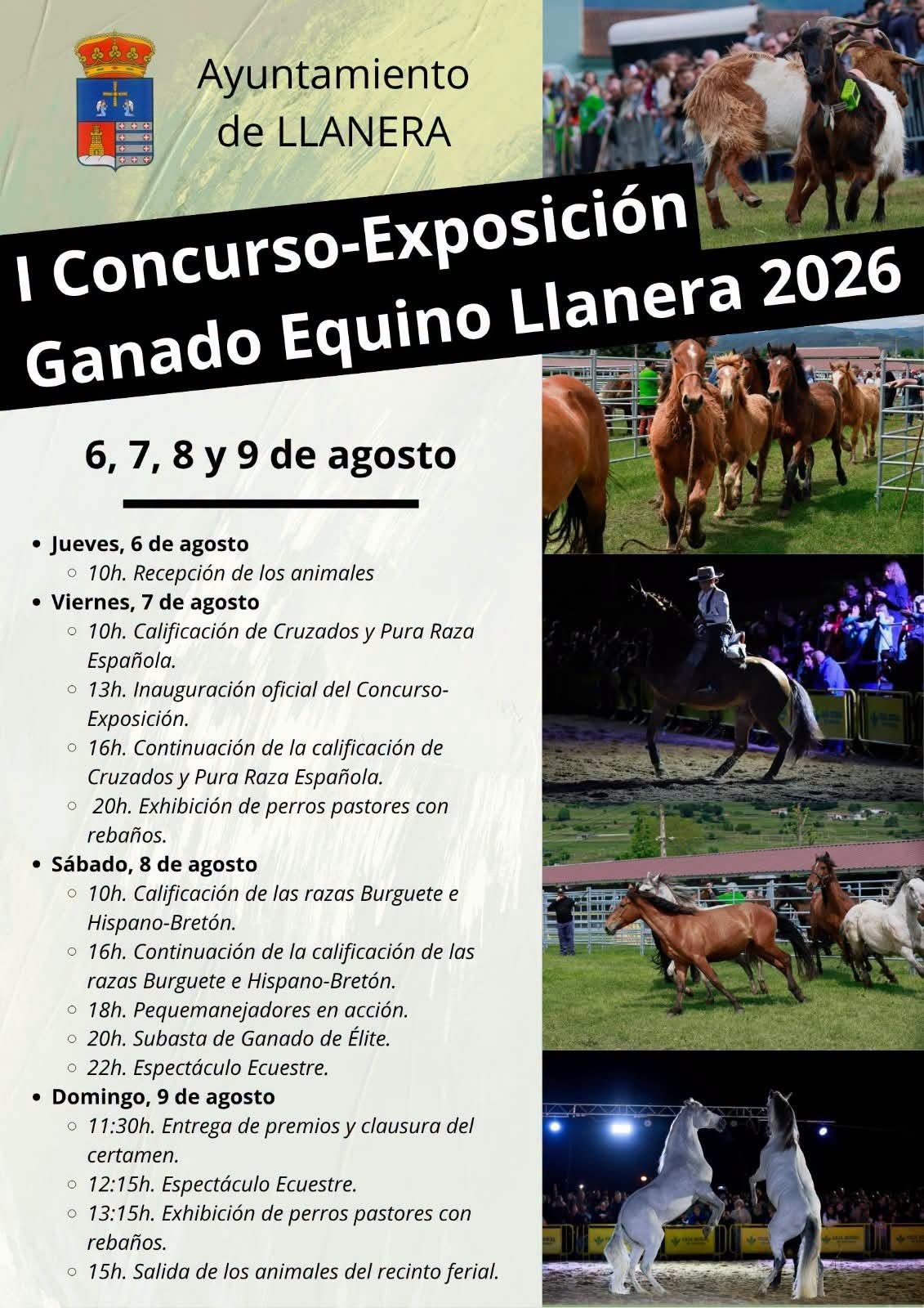 I Concurso exposición ganado equino en Llanera. Del 6 al 9 de agosto.