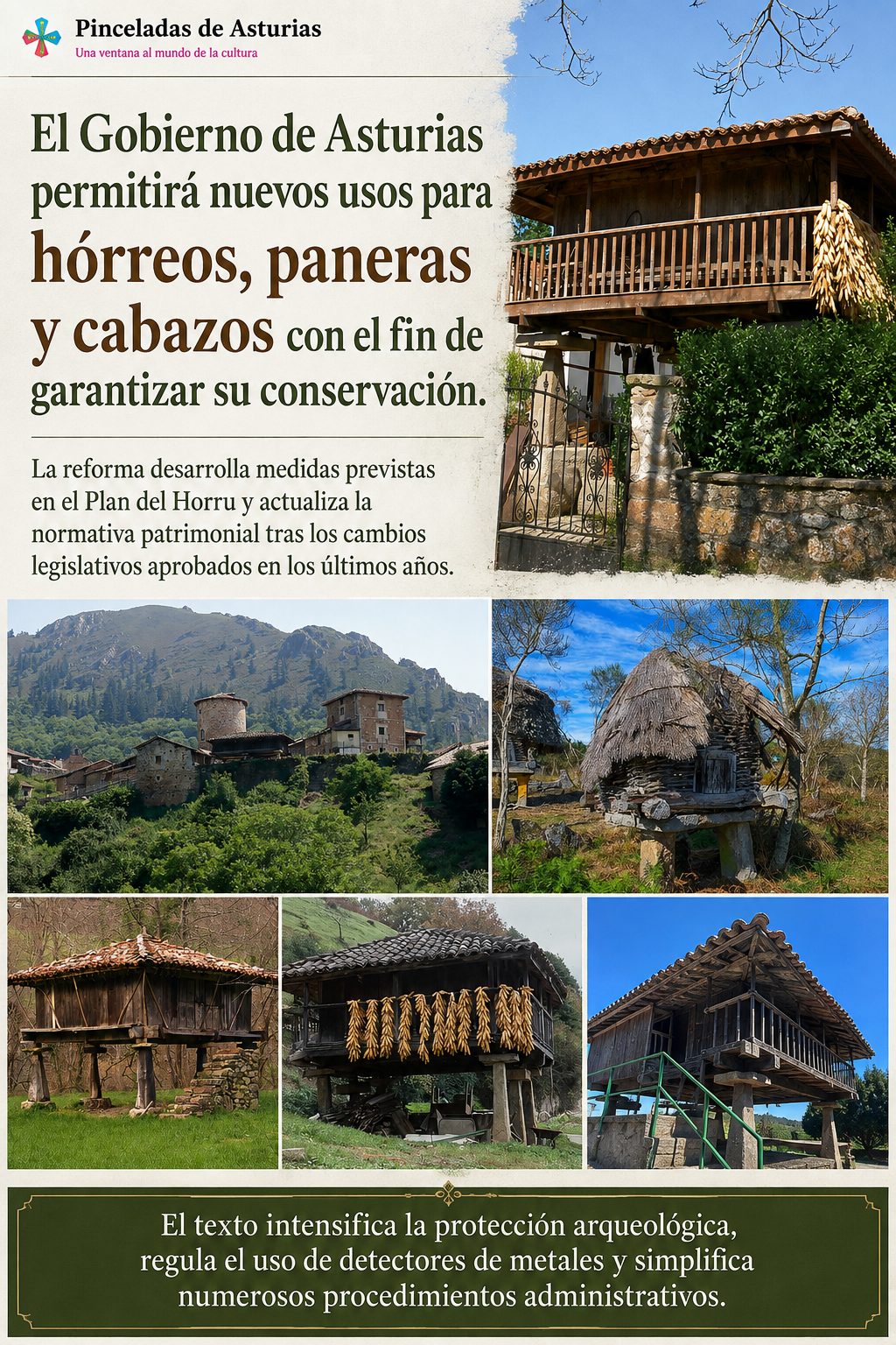 El Gobierno de Asturias permitirá nuevos usos para hórreos, paneras y cabazos con el fin de garantizar su conservación