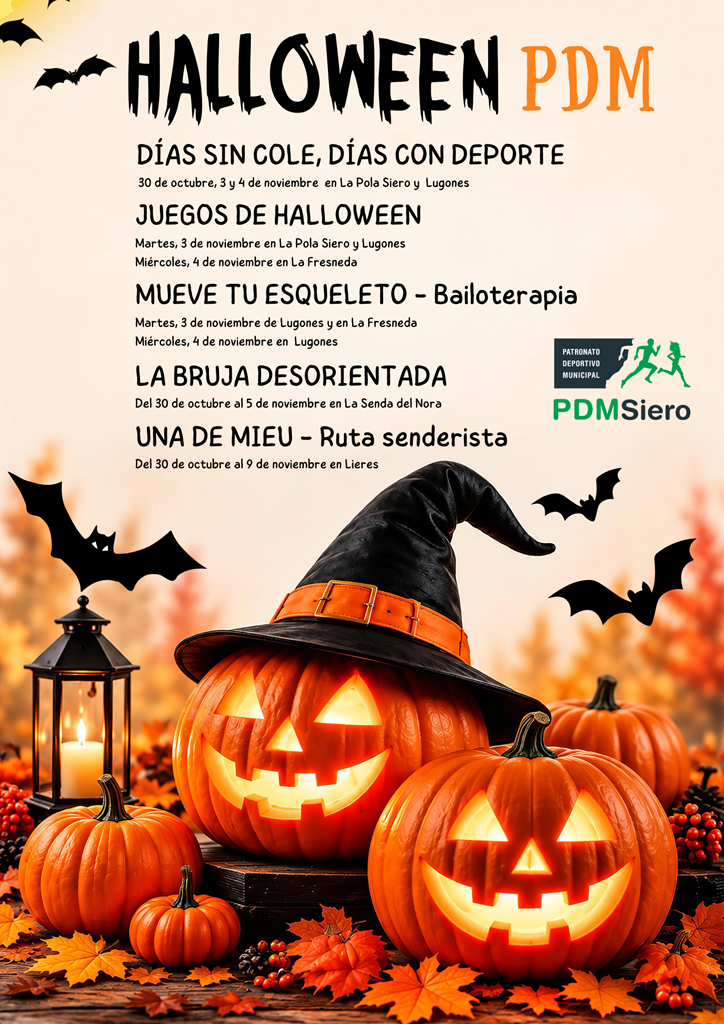 Programa de actividades deportivas durante el puente de Halloween organizadas por el PDM  Siero