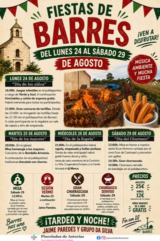 𝗙𝗜𝗘𝗦𝗧𝗔𝗦 𝗗𝗘 𝗕𝗔𝗥𝗥𝗘𝗦    Del lunes 24 al sábado 29 de agosto