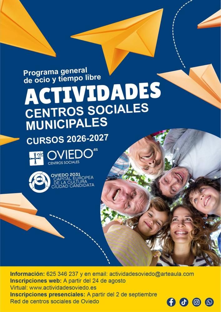 Centros Sociales de Oviedo programa una «oferta histórica» de actividades para el curso 2026-2027, con 4.800 plazas en 47 equipamientos