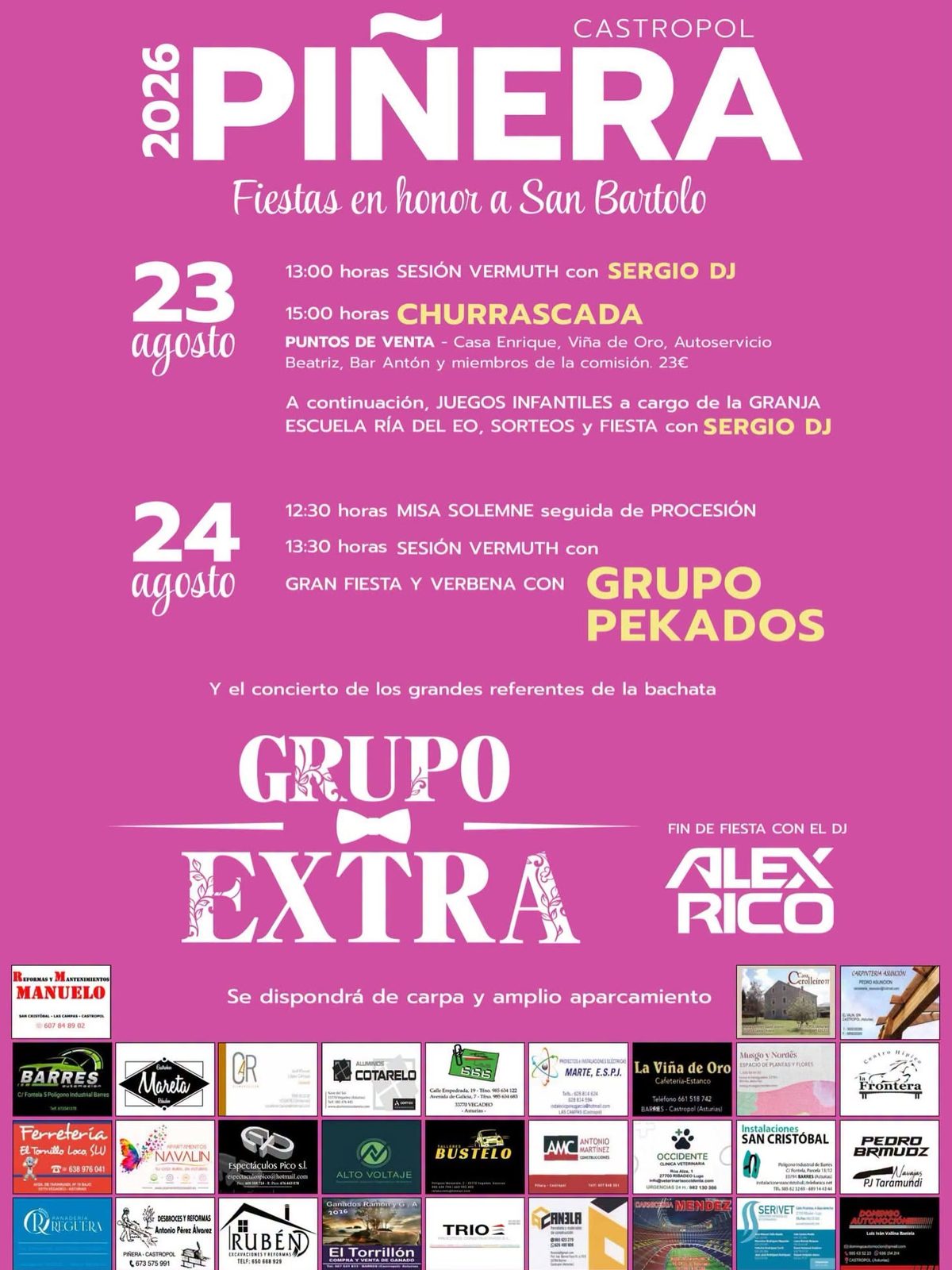 Los días 23 y 24 de agosto, Piñera (Castropol) celebra sus fiestas en honor a San Bartolo